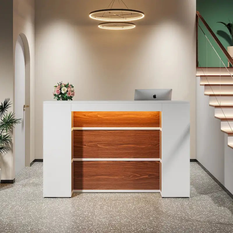 LED Reception Desk with Storage for Salon Office Lobby Retail
