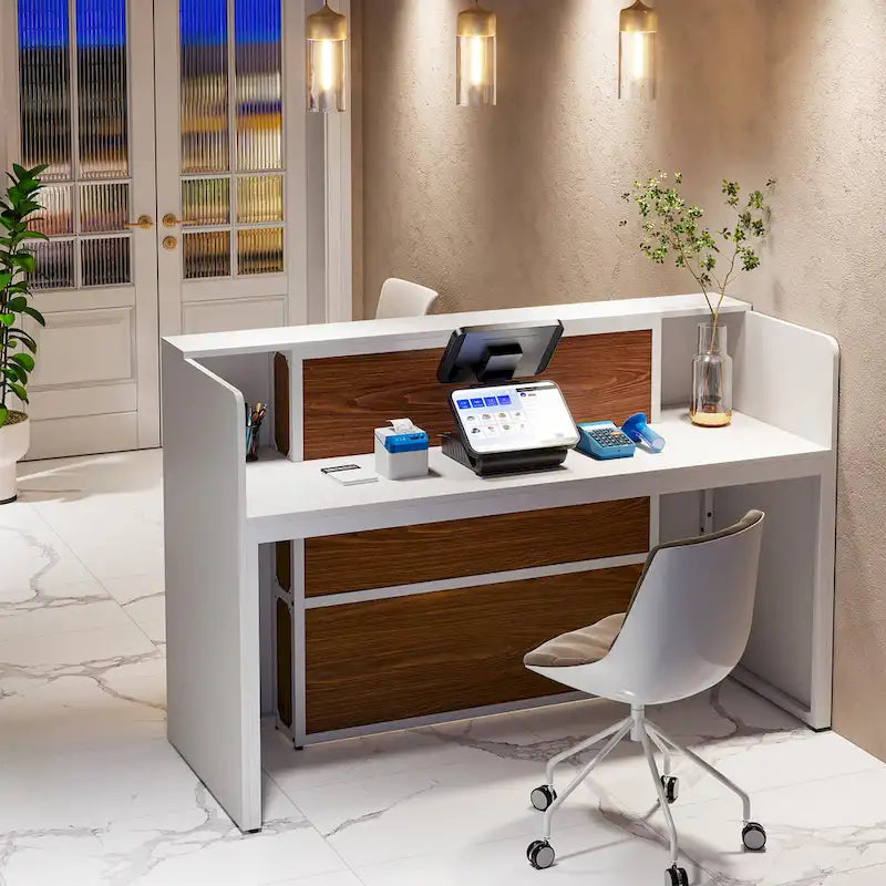 LED Reception Desk with Storage for Salon Office Lobby Retail