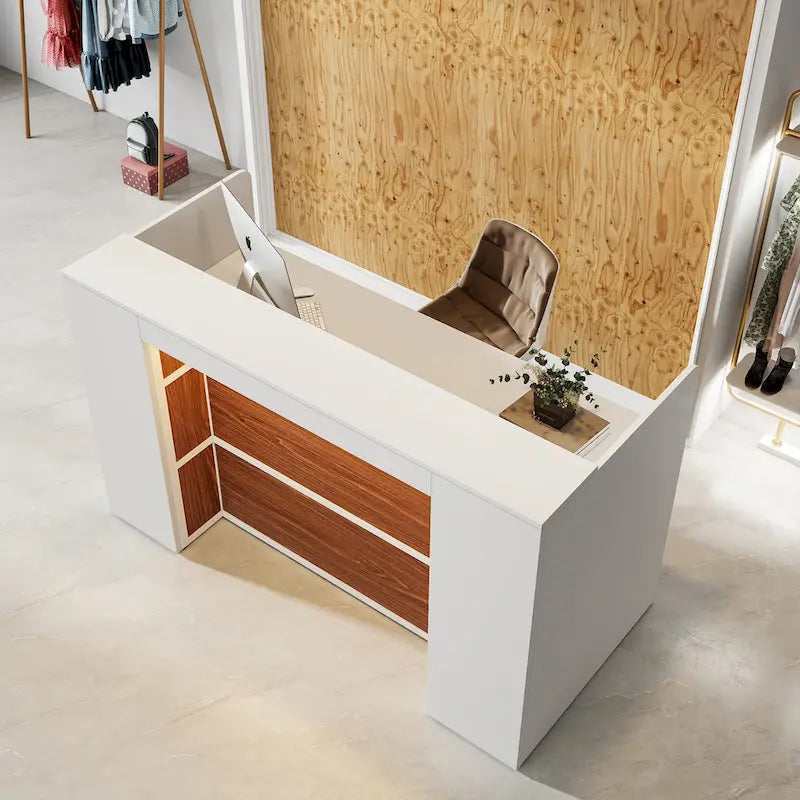 LED Reception Desk with Storage for Salon Office Lobby Retail