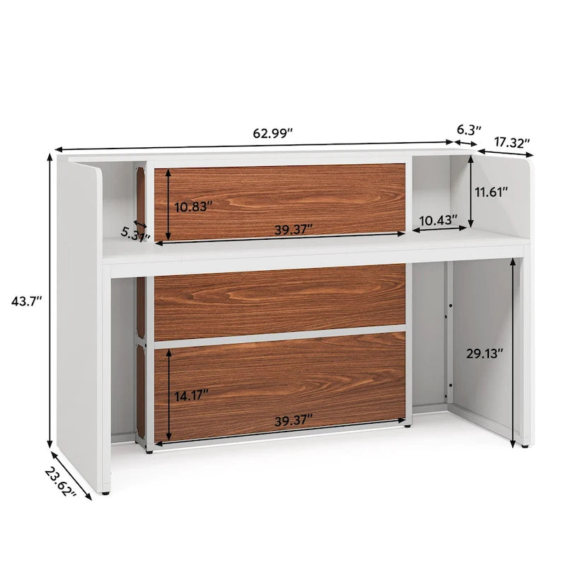 LED Reception Desk with Storage for Salon Office Lobby Retail