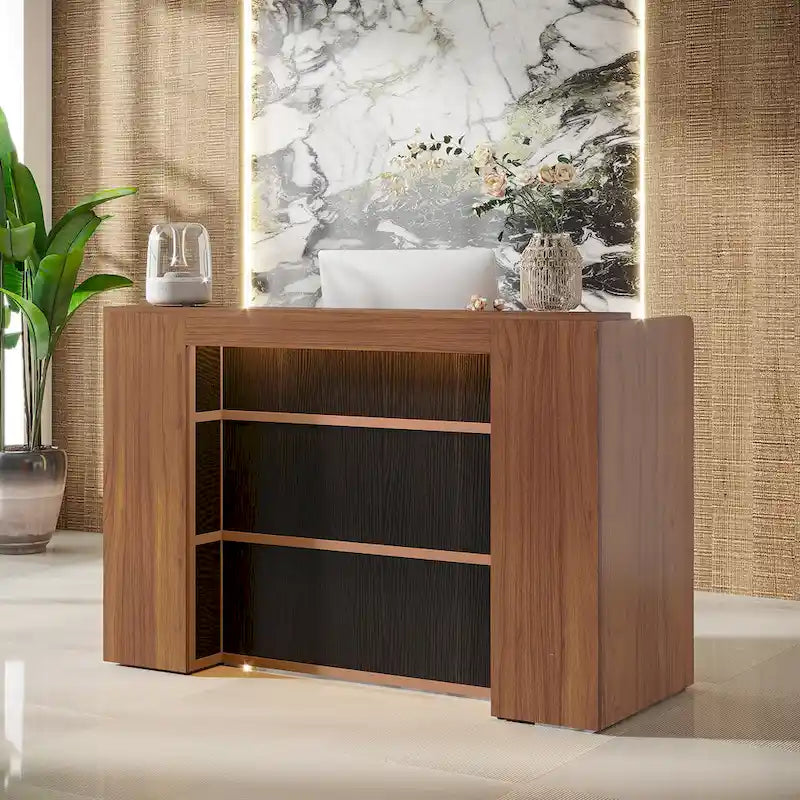 LED Reception Desk with Storage for Salon Office Lobby Retail