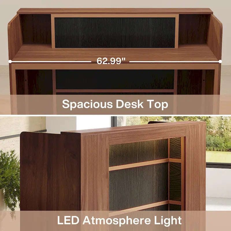 LED Reception Desk with Storage for Salon Office Lobby Retail