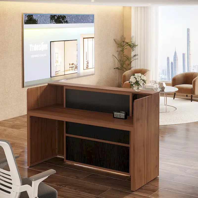 LED Reception Desk with Storage for Salon Office Lobby Retail