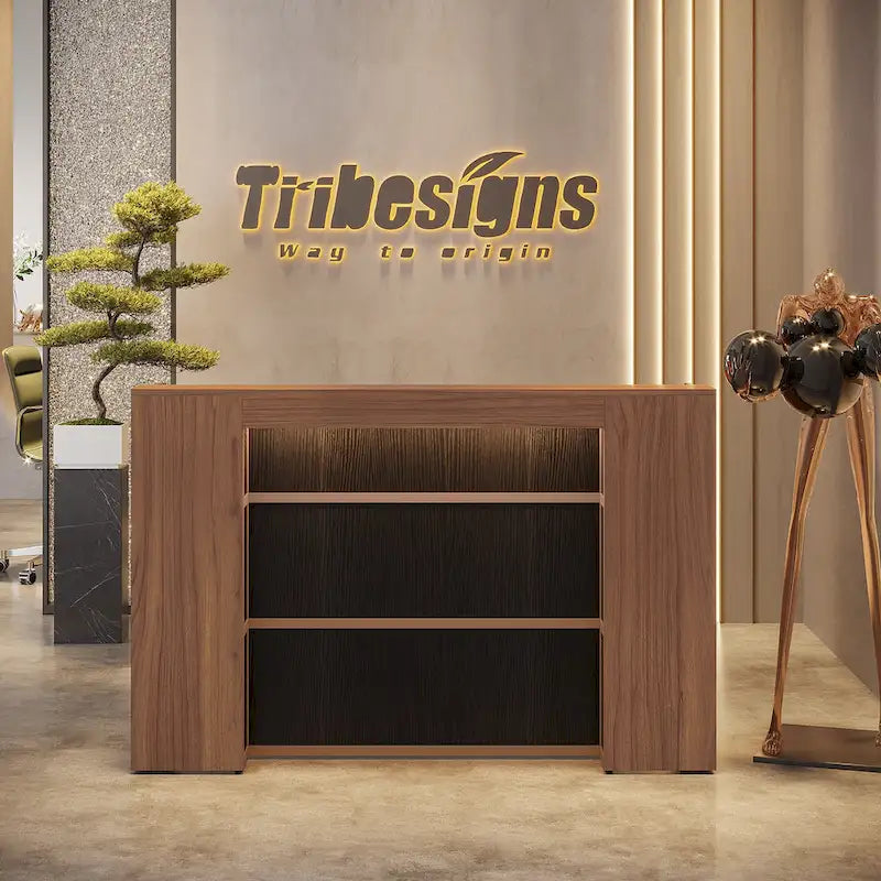LED Reception Desk with Storage for Salon Office Lobby Retail