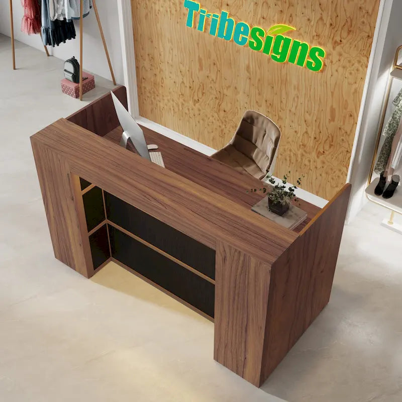 LED Reception Desk with Storage for Salon Office Lobby Retail