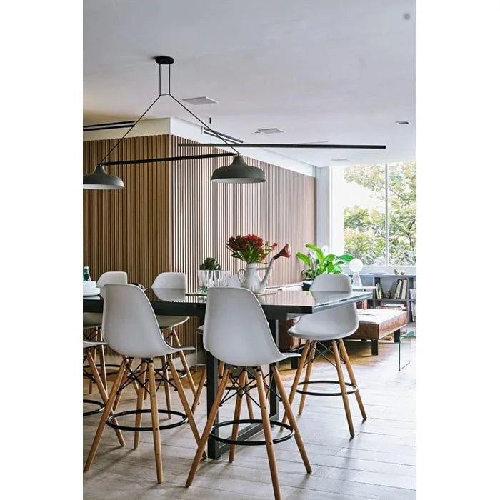 Set of 2 Modern Armless Plastic Counter Bar Stools with Natural Wood Eiffel Dowel Legs
