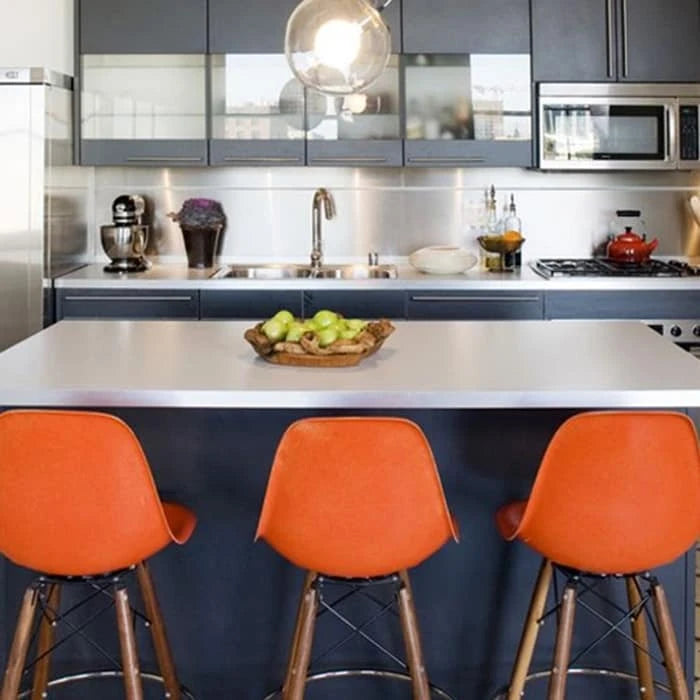 Set of 2 Modern Armless Plastic Counter Bar Stools with Natural Wood Eiffel Dowel Legs