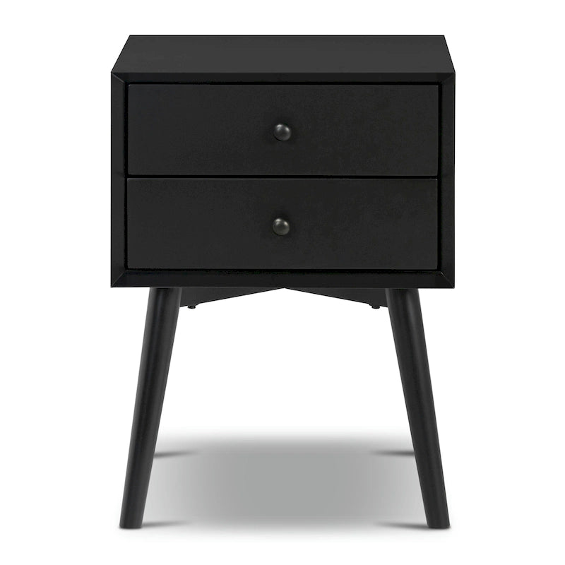Table de chevet à 2 tiroirs de style moderne du milieu du siècle avec détails de bords biseautés