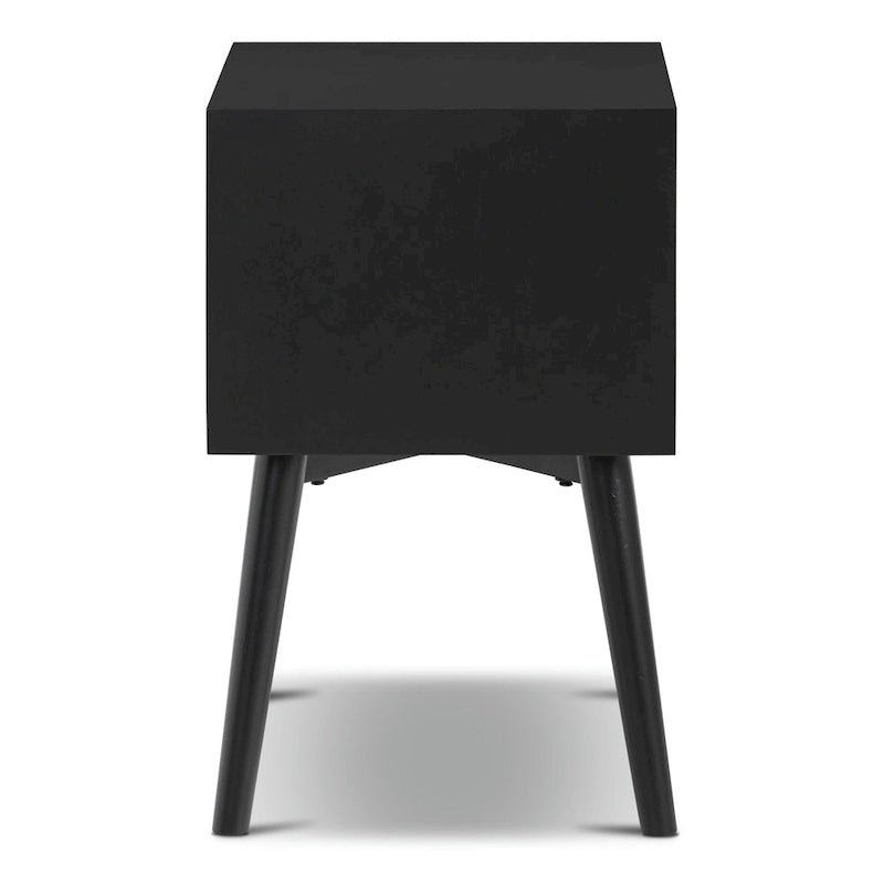 Mid-Century Modern 2-Drawer Nightstand with Beveled Edge Detail