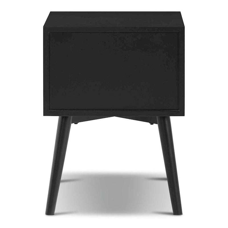 Mid-Century Modern 2-Drawer Nightstand with Beveled Edge Detail