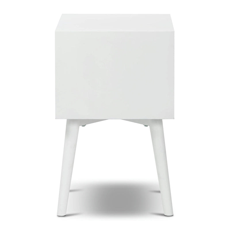Mid-Century Modern 2-Drawer Nightstand with Beveled Edge Detail
