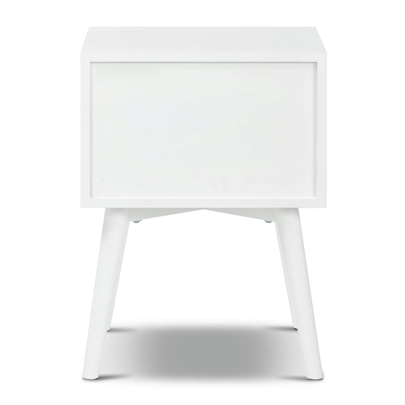 Mid-Century Modern 2-Drawer Nightstand with Beveled Edge Detail