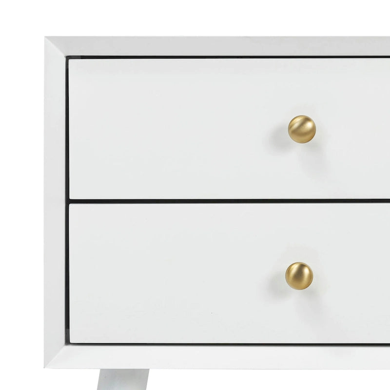Mid-Century Modern 2-Drawer Nightstand with Beveled Edge Detail
