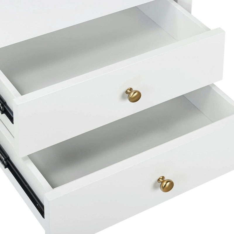 Mid-Century Modern 2-Drawer Nightstand with Beveled Edge Detail