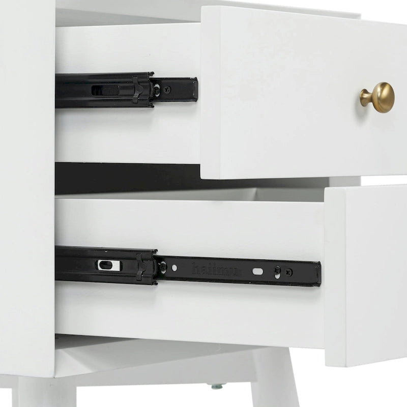 Mid-Century Modern 2-Drawer Nightstand with Beveled Edge Detail