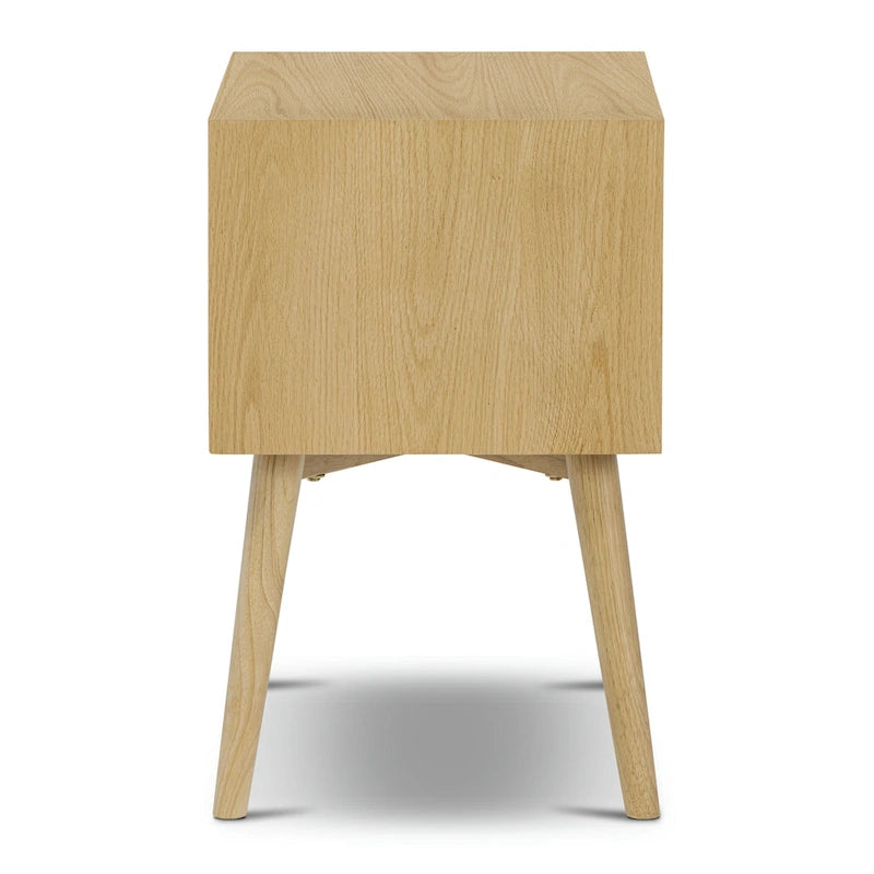 Mid-Century Modern 2-Drawer Nightstand with Beveled Edge Detail