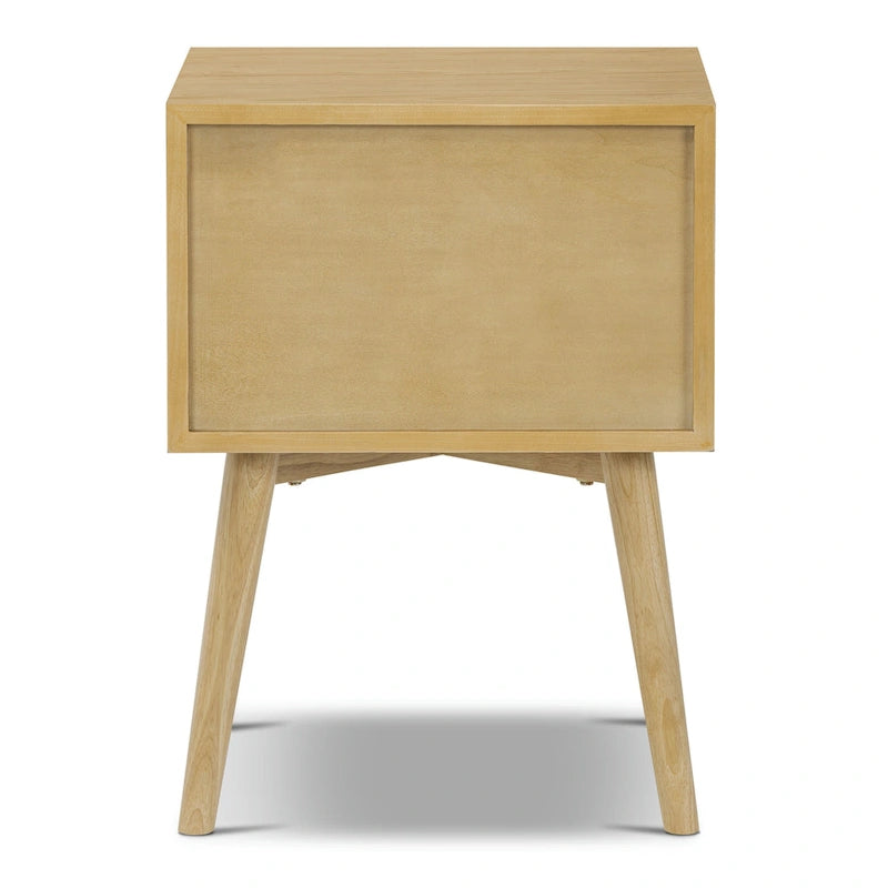 Mid-Century Modern 2-Drawer Nightstand with Beveled Edge Detail
