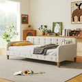 Twin Size Upholstered Daybed with Tufted Velvet Fabric and 4 Wood Support Legs