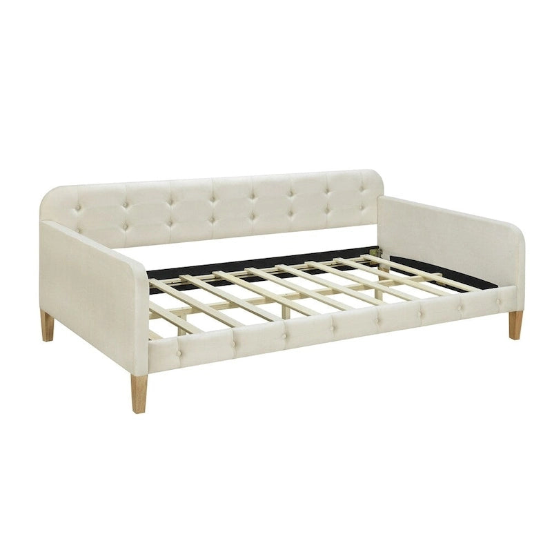 Twin Size Upholstered Daybed with Tufted Velvet Fabric and 4 Wood Support Legs