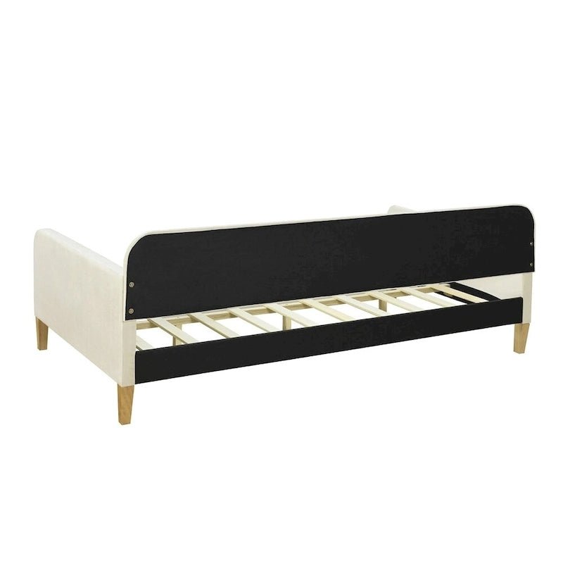 Twin Size Upholstered Daybed with Tufted Velvet Fabric and 4 Wood Support Legs