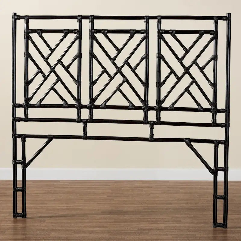 Bohemian Rattan Geometric Openwork Standalone Headboard Queen King Size