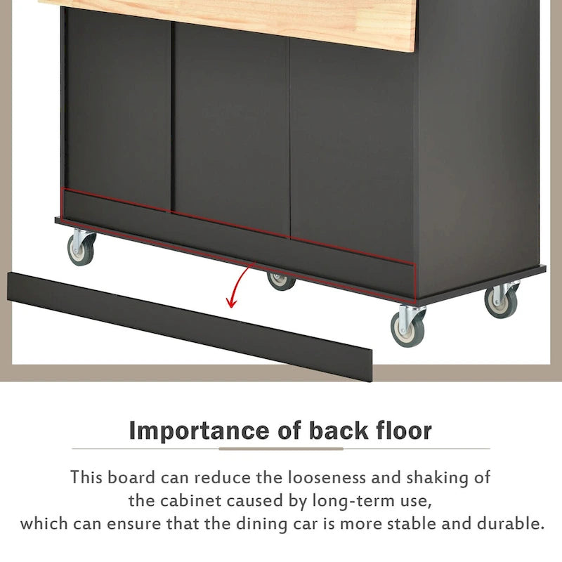 Rolling Mobile Kitchen Island with Drop Leaf, Solid Wood Top and Locking Wheels