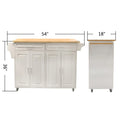 Rolling Kitchen Island Cart with Rubber Wood Top and Adjustable Shelf