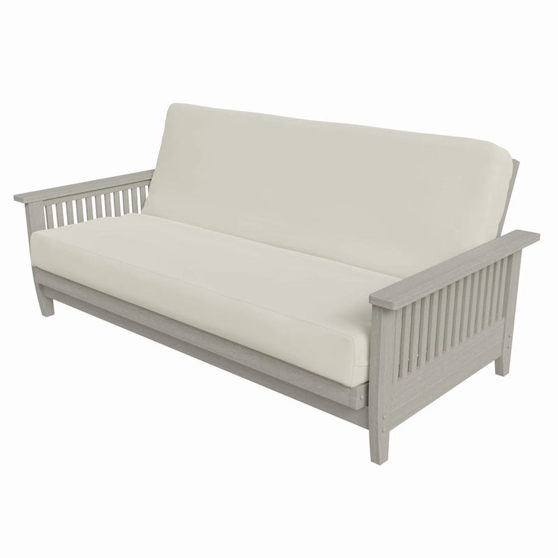 Full Size Futon Sofa Bed Frame with Mid-Century Modern Wood Slats