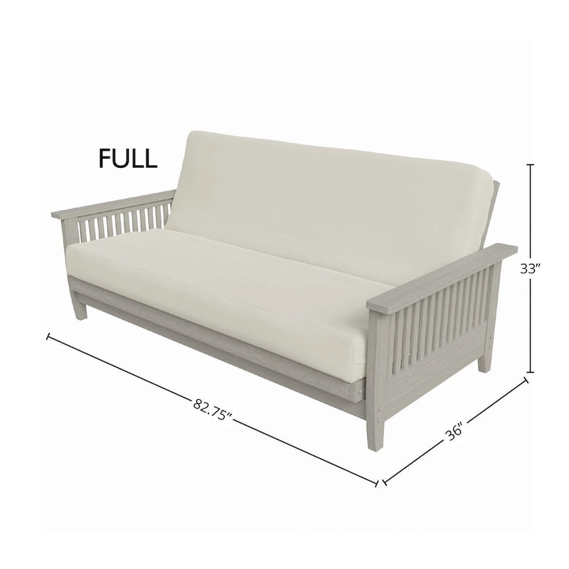Full Size Futon Sofa Bed Frame with Mid-Century Modern Wood Slats