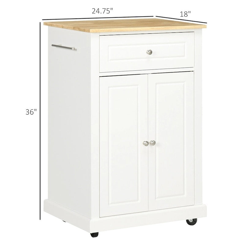 Rolling Kitchen Island Cart with Drawer and Portable Serving Trolley