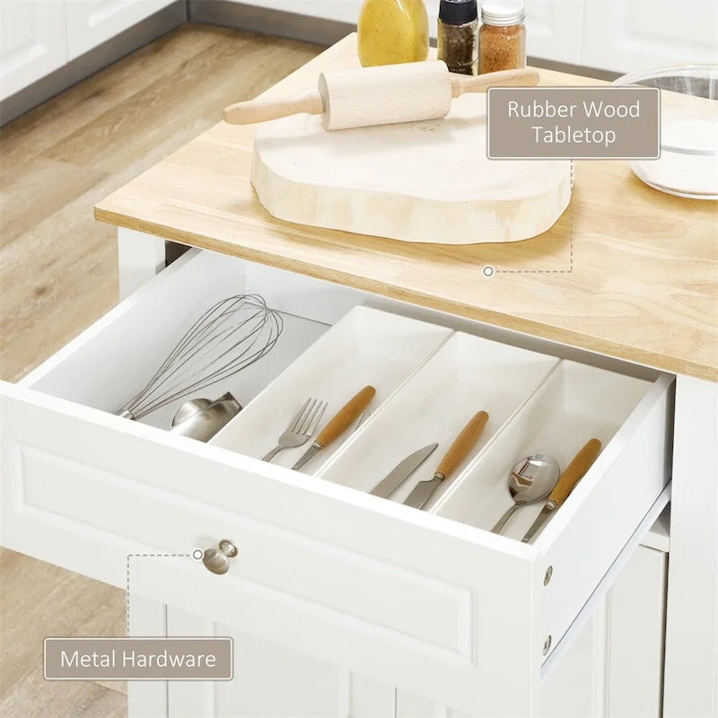 Rolling Kitchen Island Cart with Drawer and Portable Serving Trolley