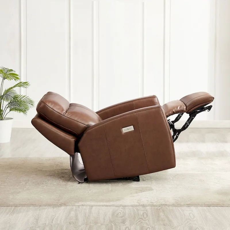Zero Gravity Power Recliner Top Grain Leather Sofa Chair