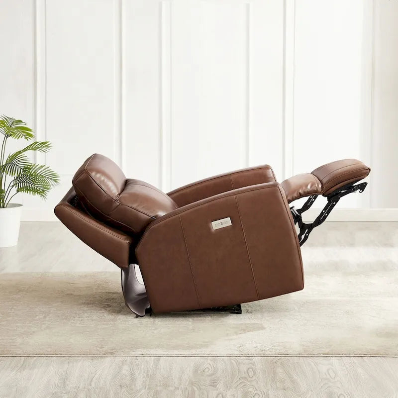 Zero Gravity Power Recliner Top Grain Leather Sofa Chair
