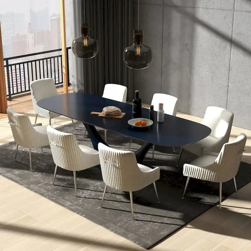 Modern Glam Velvet Dining Chair Set of 8 for Dining Room and Living Room