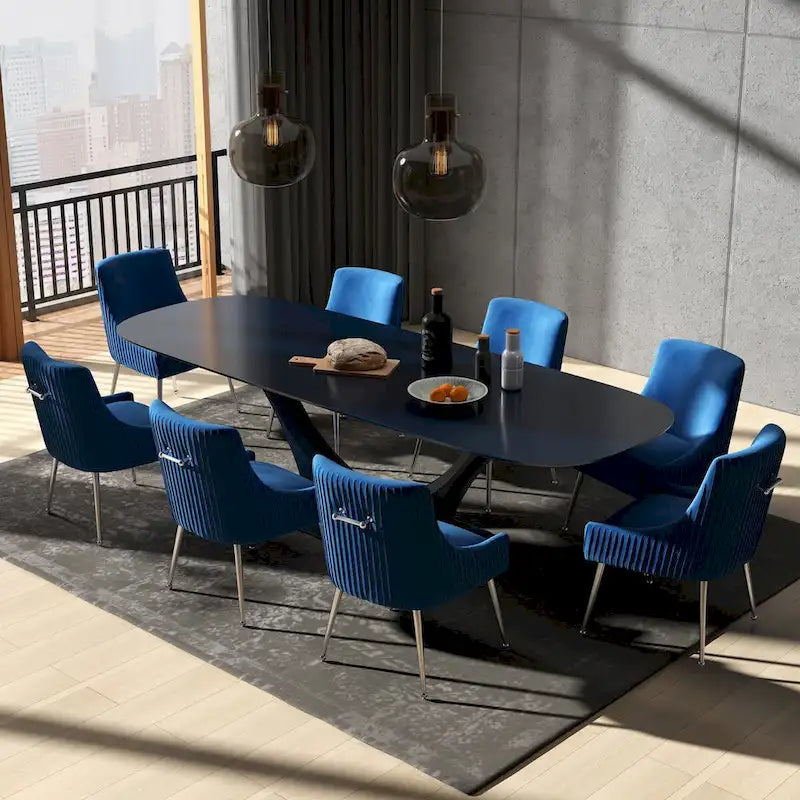 Modern Glam Velvet Dining Chair Set of 8 for Dining Room and Living Room