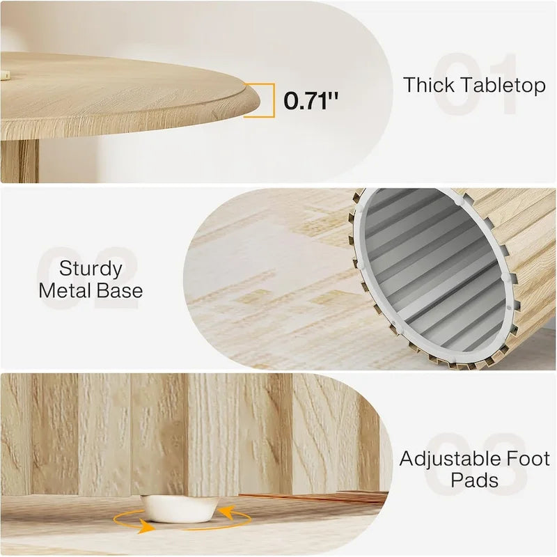 Round Dining Table 47-Inch Farmhouse Style Round Pedestal Dining Table
