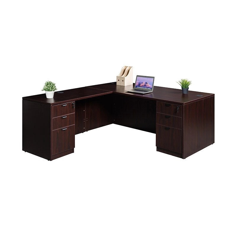 71-inch L-Shape Corner Executive Desk with Dual File Pedestals