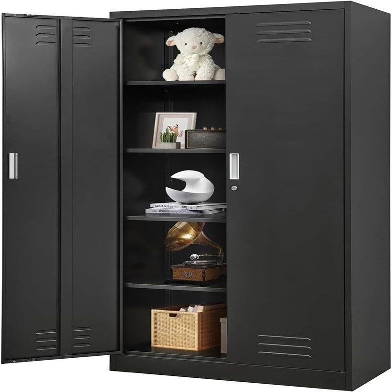 Armoire de rangement métallique verrouillable de 180 cm avec étagères réglables pour garage