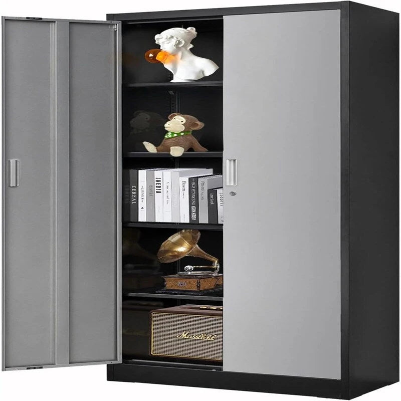 71-Inch Locking Metal Storage Cabinet with Adjustable Shelves for Garage