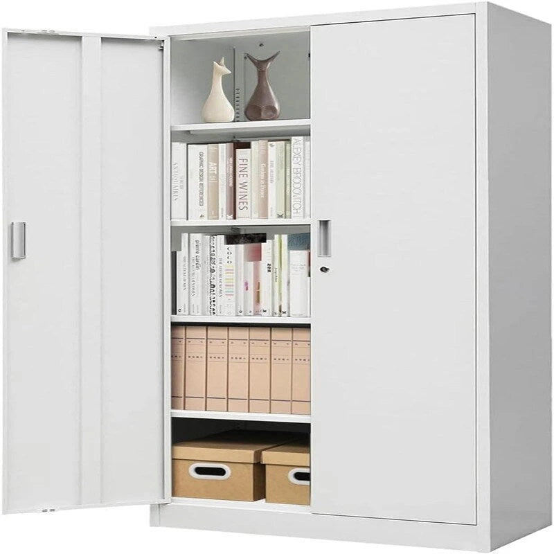 71-Inch Locking Metal Storage Cabinet with Adjustable Shelves for Garage