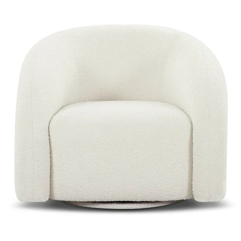 Boucle Swivel Lounge Accent Chair Channel Tufted Low Profile