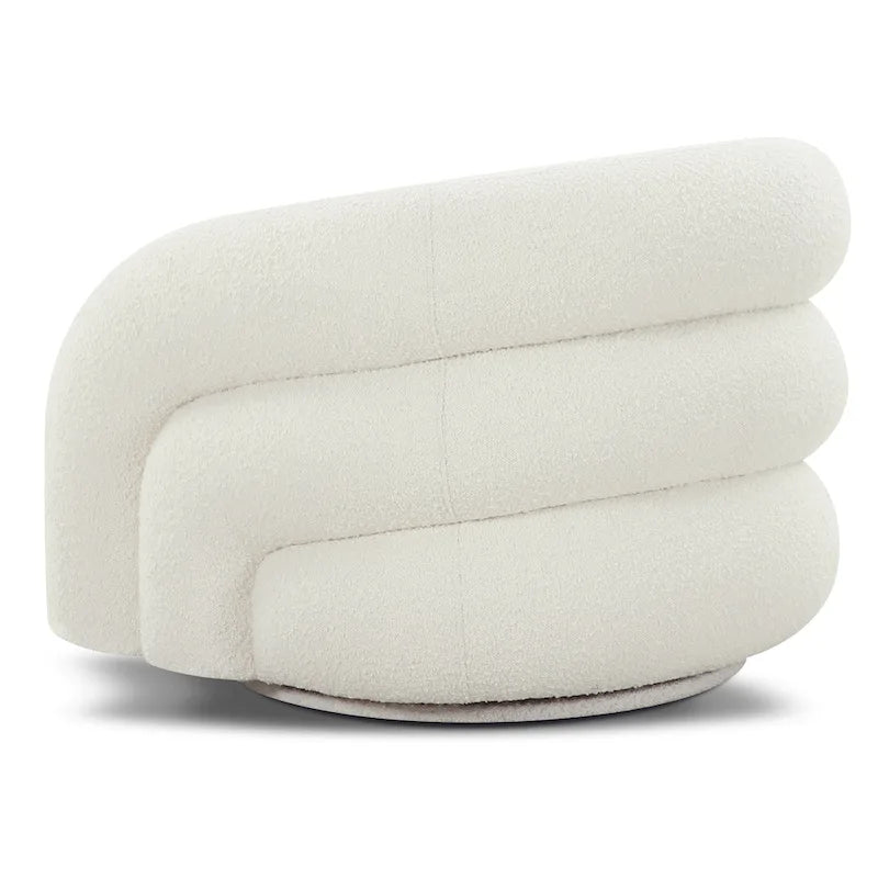 Boucle Swivel Lounge Accent Chair Channel Tufted Low Profile