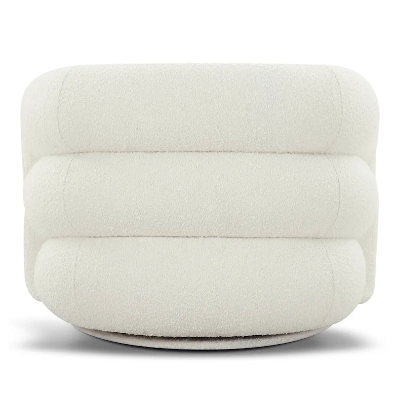 Boucle Swivel Lounge Accent Chair Channel Tufted Low Profile