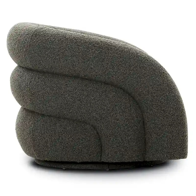 Boucle Swivel Lounge Accent Chair Channel Tufted Low Profile