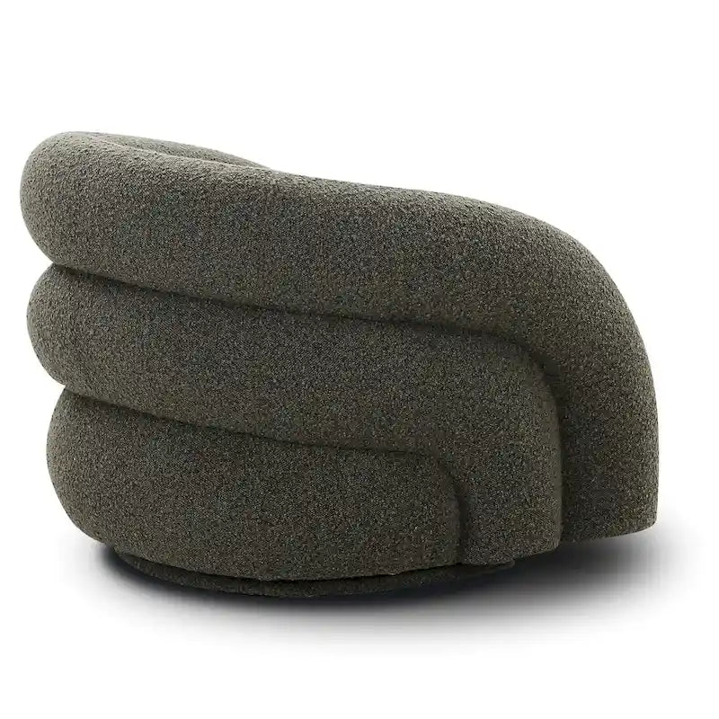 Boucle Swivel Lounge Accent Chair Channel Tufted Low Profile