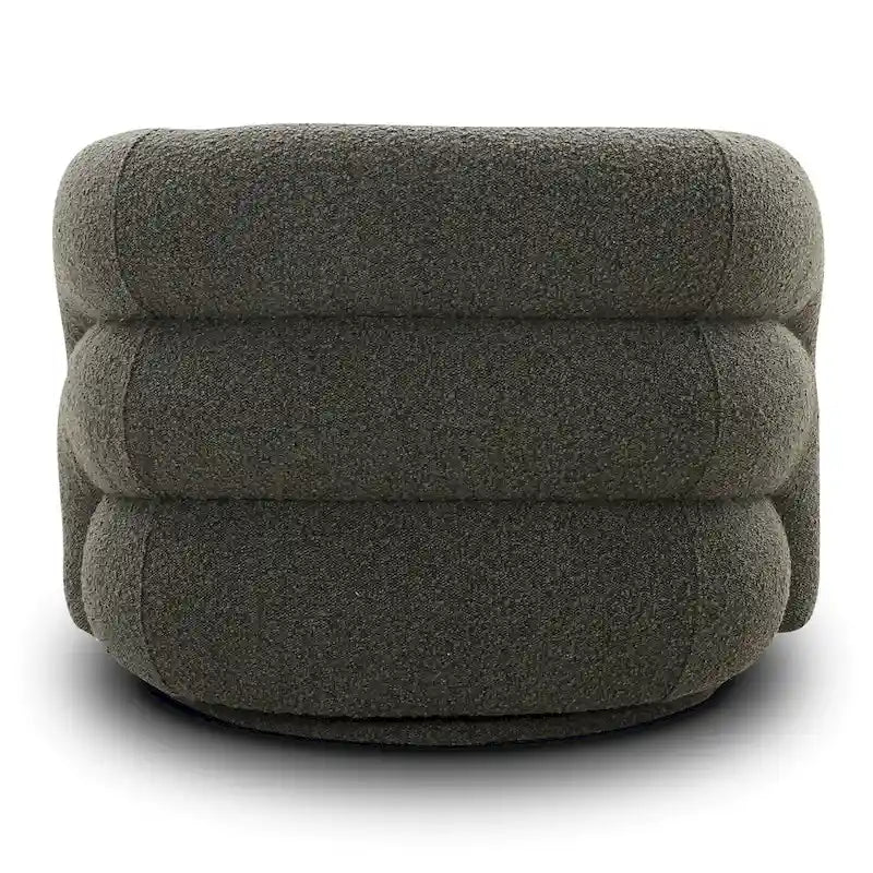 Boucle Swivel Lounge Accent Chair Channel Tufted Low Profile
