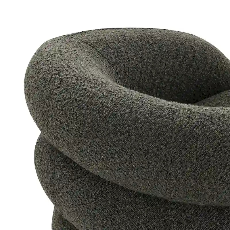 Boucle Swivel Lounge Accent Chair Channel Tufted Low Profile