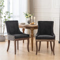 Thickened Fabric Dining Chair with High Backrest and Solid Wood Legs Set of 2