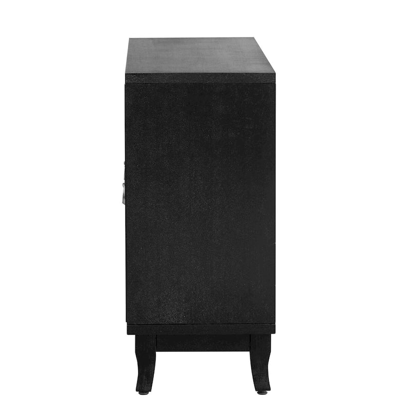 Sideboard Buffet Cabinet with 3 Mirrored Glass Doors and Silver Handle