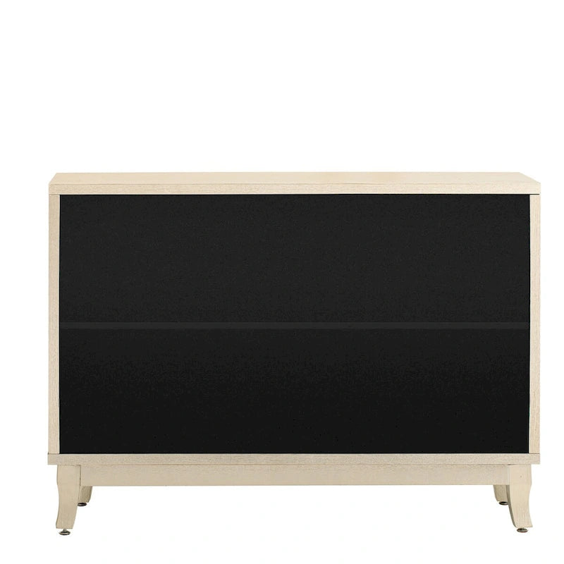 Sideboard Buffet Cabinet with 3 Mirrored Glass Doors and Silver Handle